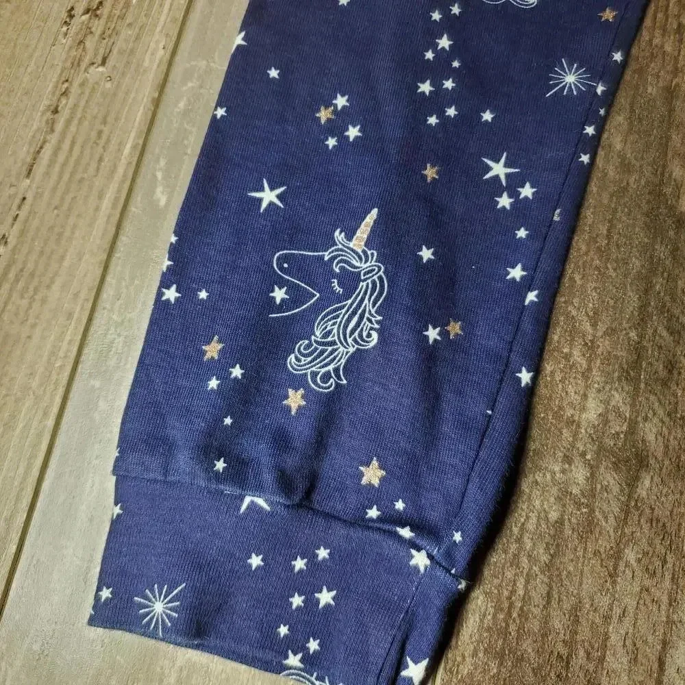 Children's Place Size 14 Blue White Gold Unicorn Leggings Casual Pants PJs